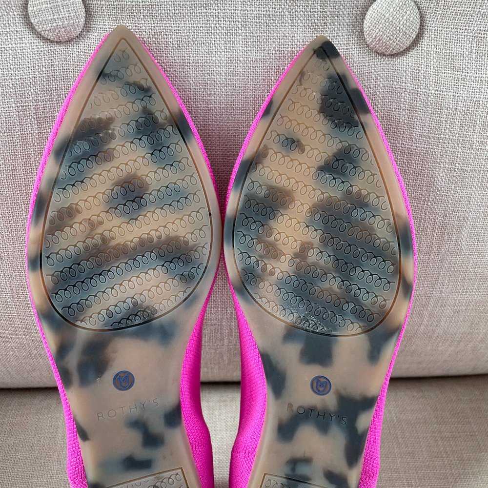 Rothy's Bright Hot Pink Pointed Toe Flats - Picture 3 of 5